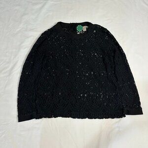 Banana Republic Lace Mesh Black Pattern Cardigan L